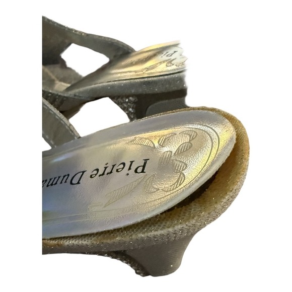 Pierre Dumas Silver Rhinestone Open Toe Heels Size 9.5 Womens Formal - Picture 3 of 8